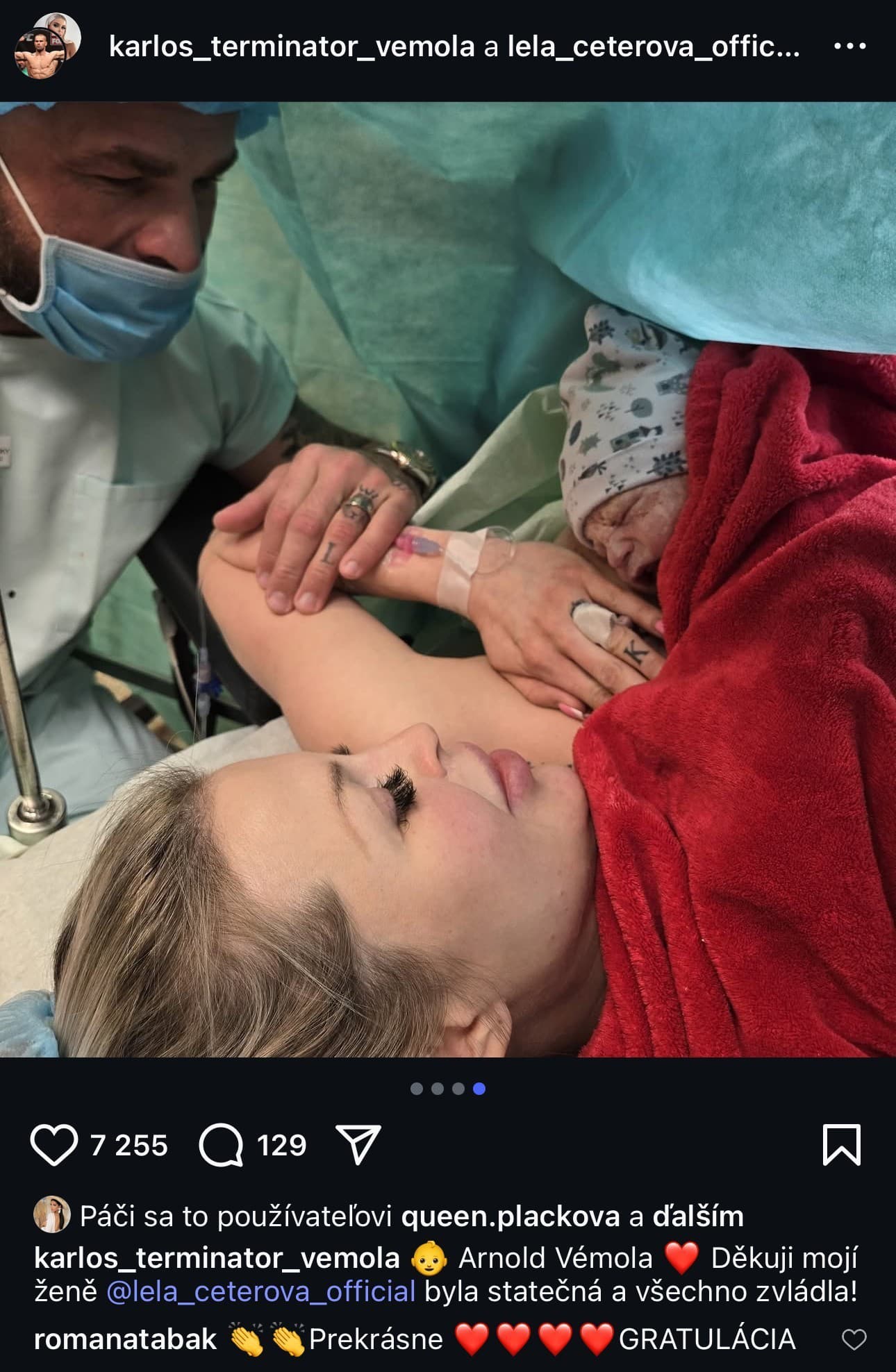 Vémolova manželka Lela priviedla na svet synčeka. 