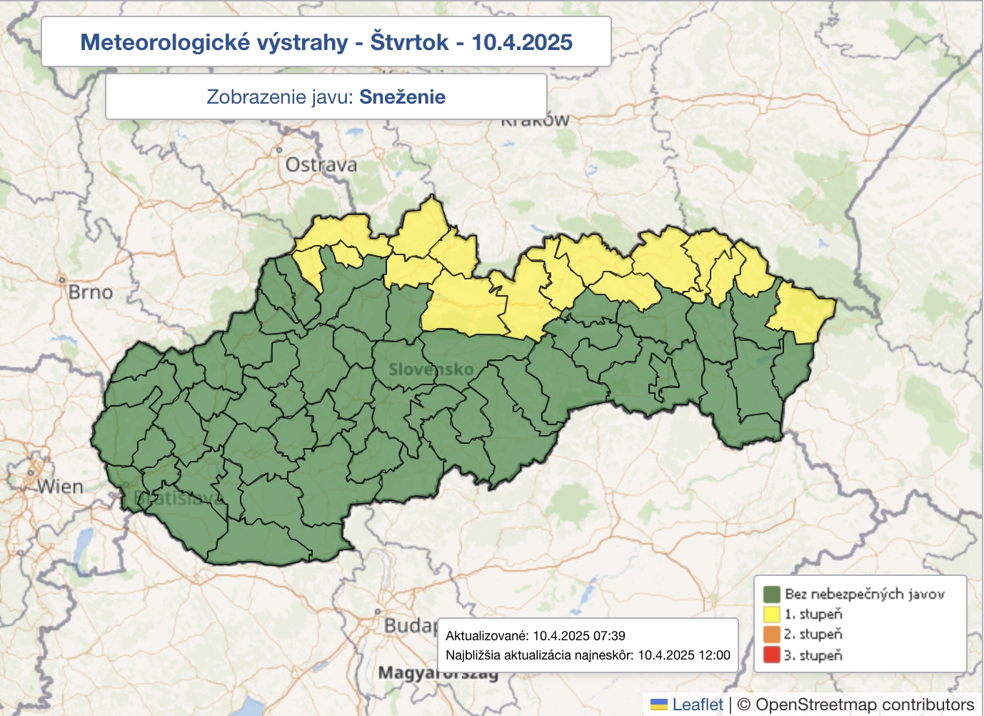 Výstraha pred snežením