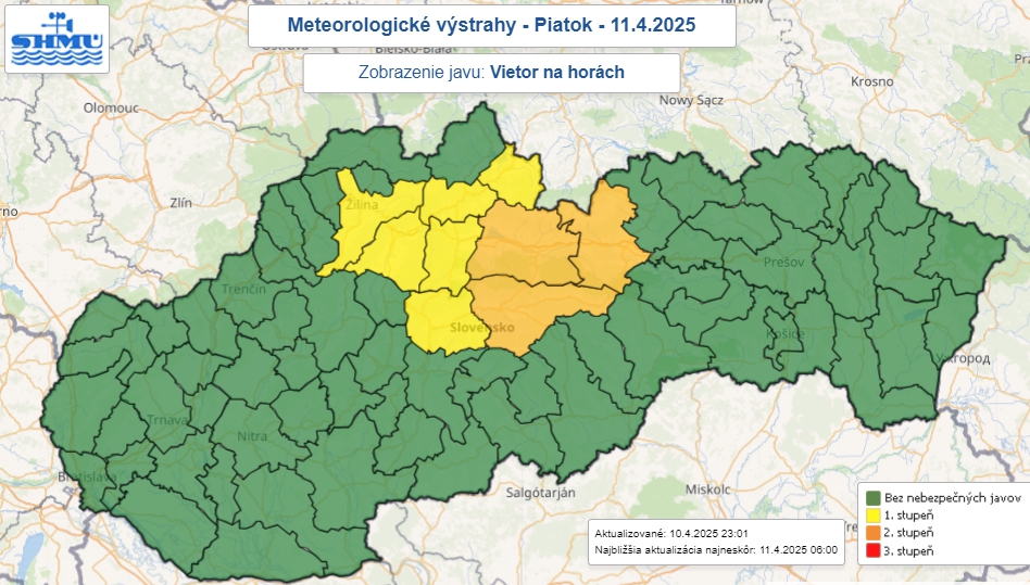 Na Slovensku hrozí silný