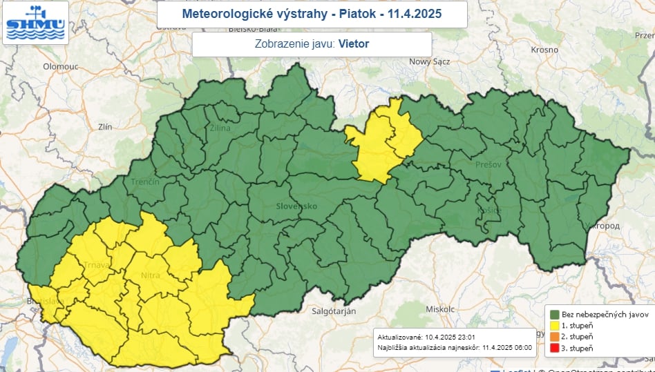 Na Slovensku hrozí silný