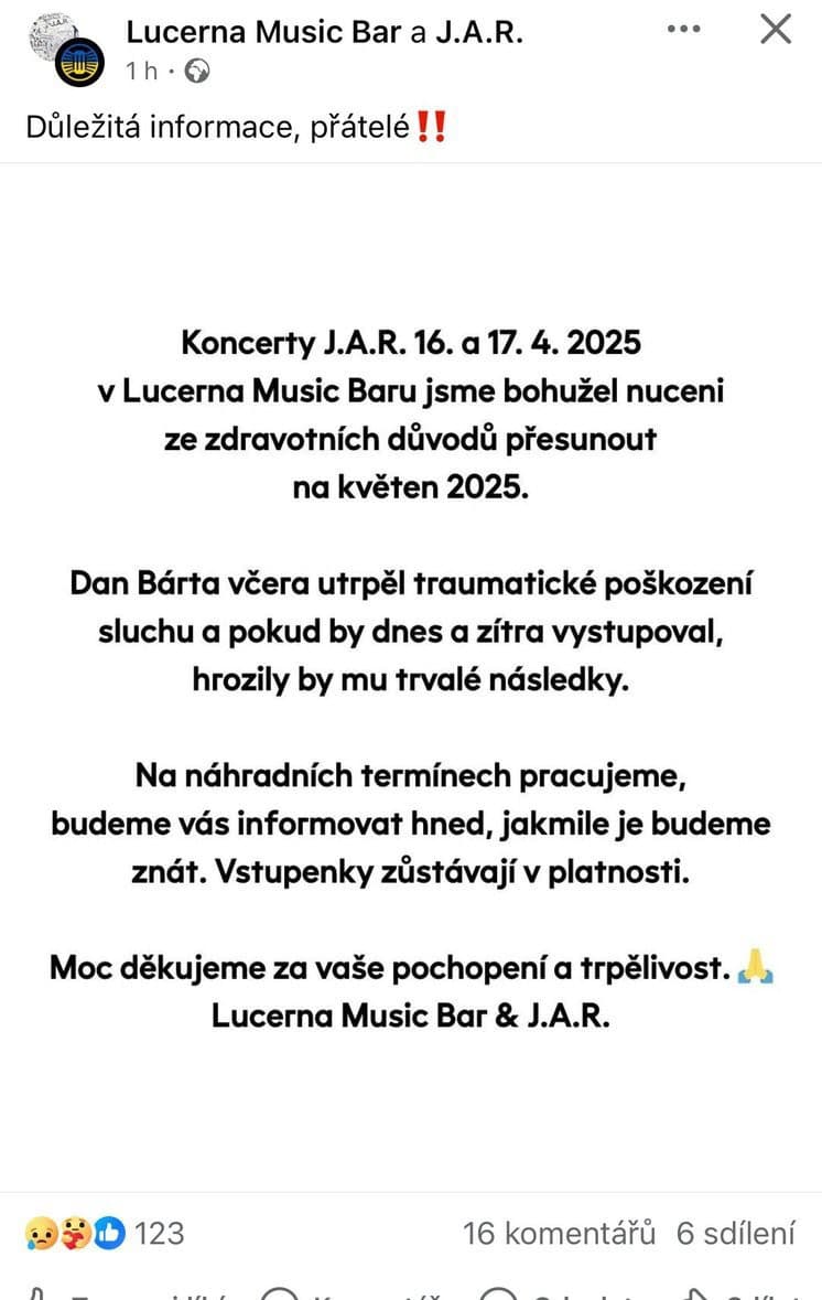 Bárta náhle RUŠÍ VYSTÚPENIA:
