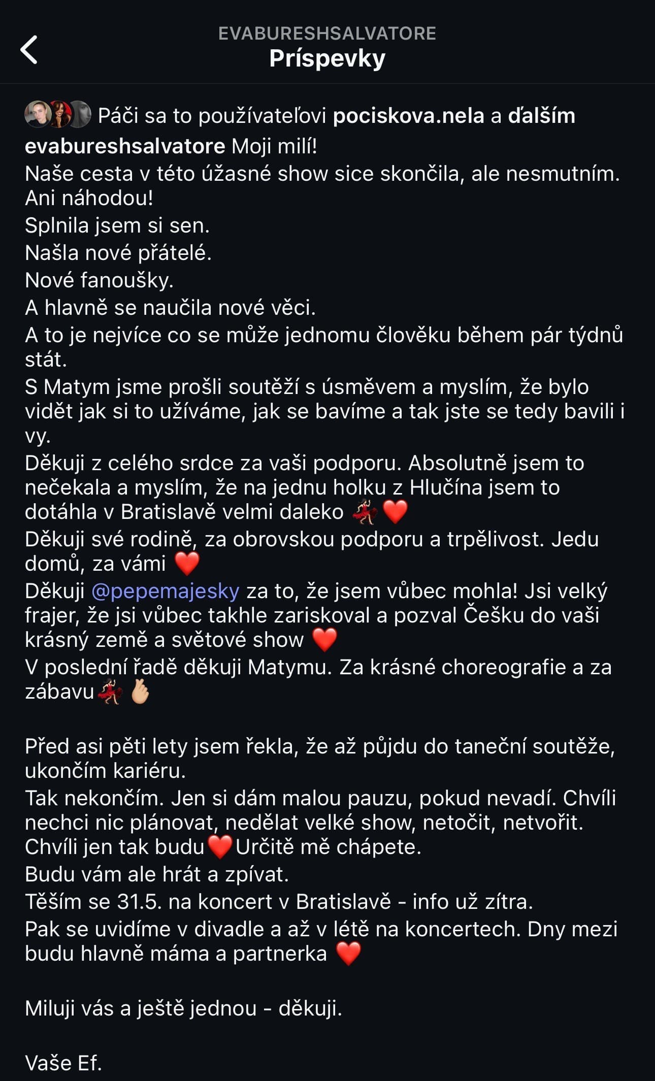 Eva Burešová si dáva po vypadnutí z Let's Dance na chvíľu oddych.  