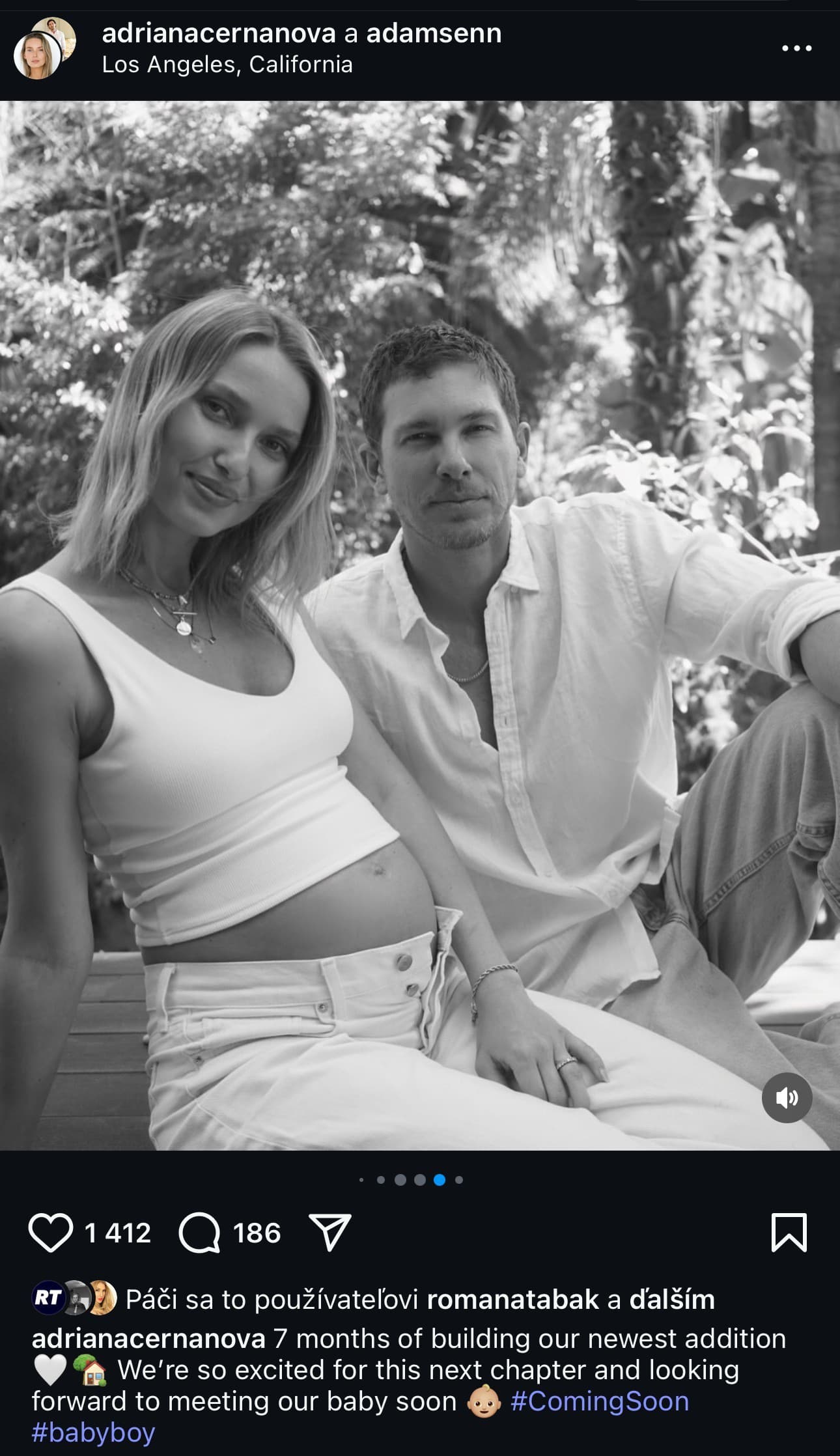 Modelka Adriana Čerňanová sa stane po prvýkrát mamou.