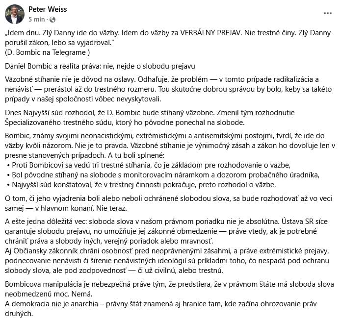 MIMORIADNE Extrémista Daniel Bombic