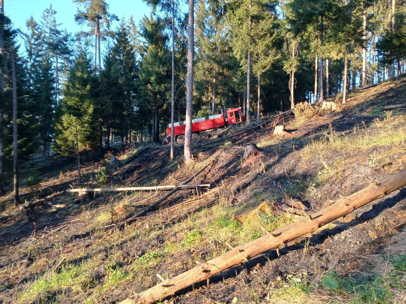 Požiar lesného porastu v obci Domaniža