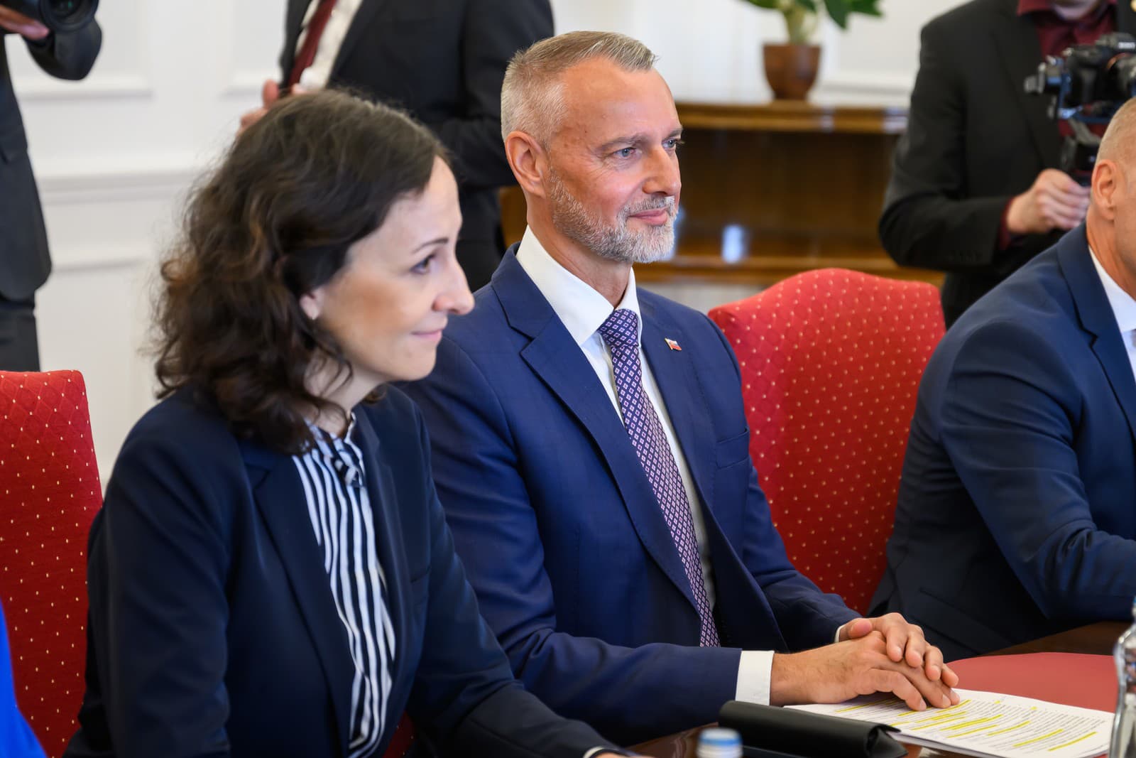 Richard Raši (Hlas-SD) a predsedníčka Poslaneckej snemovne Parlamentu ČR Markéta Pekarová Adamová