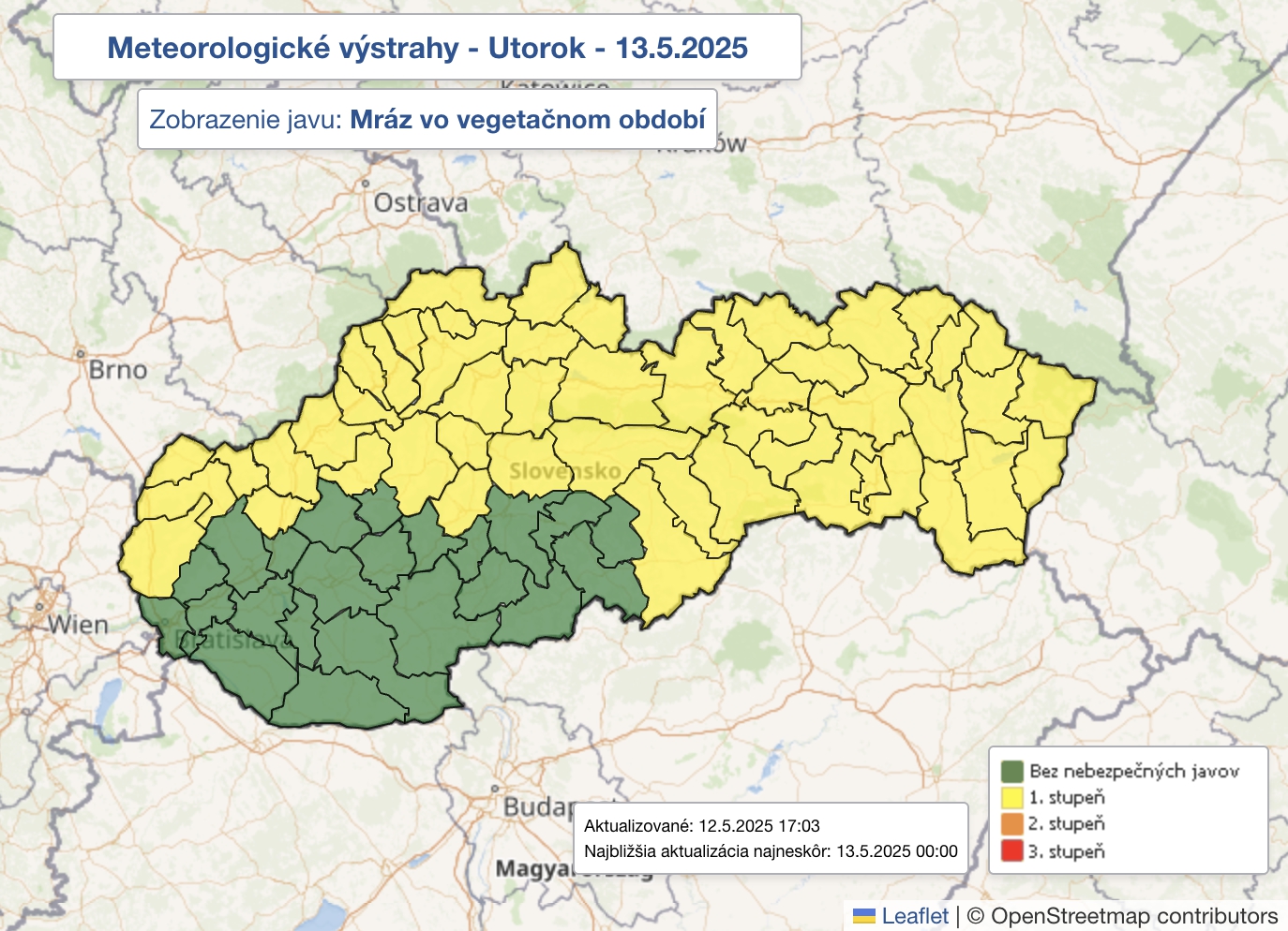 Meteorológovia upozorňujú na prízemný mráz vo vegetačnom období