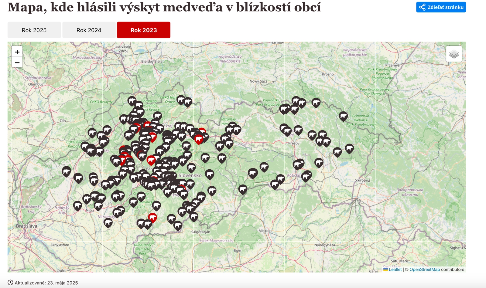 Medvede na Slovensku: Kde
