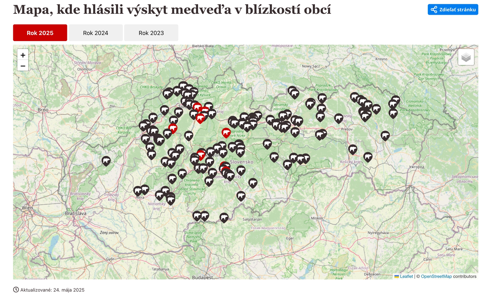 Medvede na Slovensku: Kde