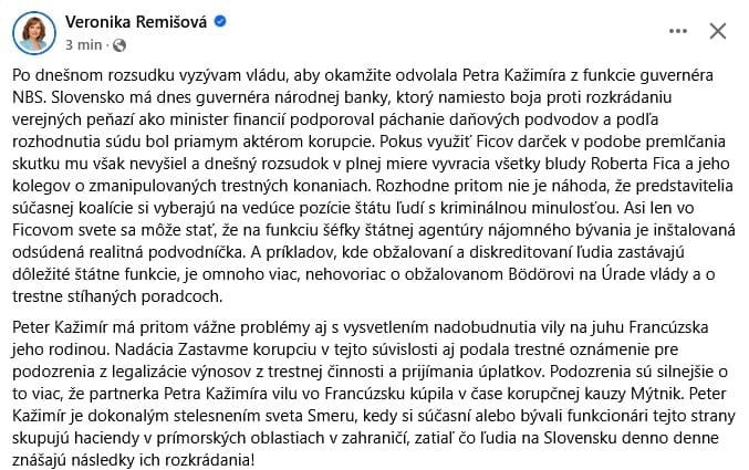 MIMORIADNE Súd rozhodol: Guvernér