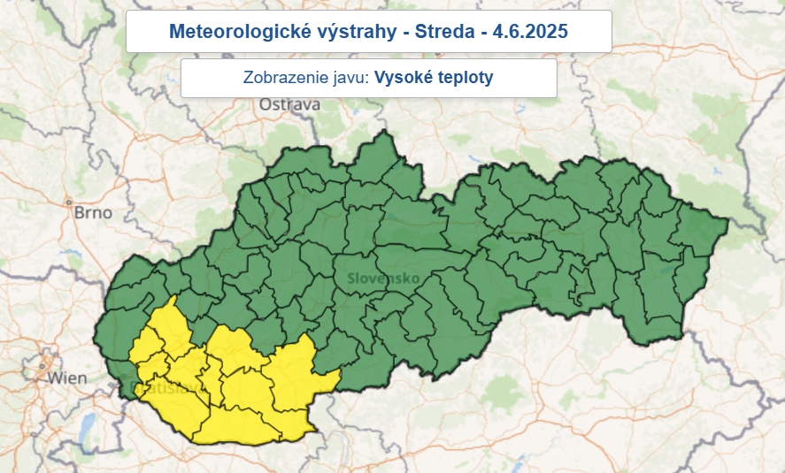 Výstraha prvého stupňa platí od 14.00 h do 18.00 h