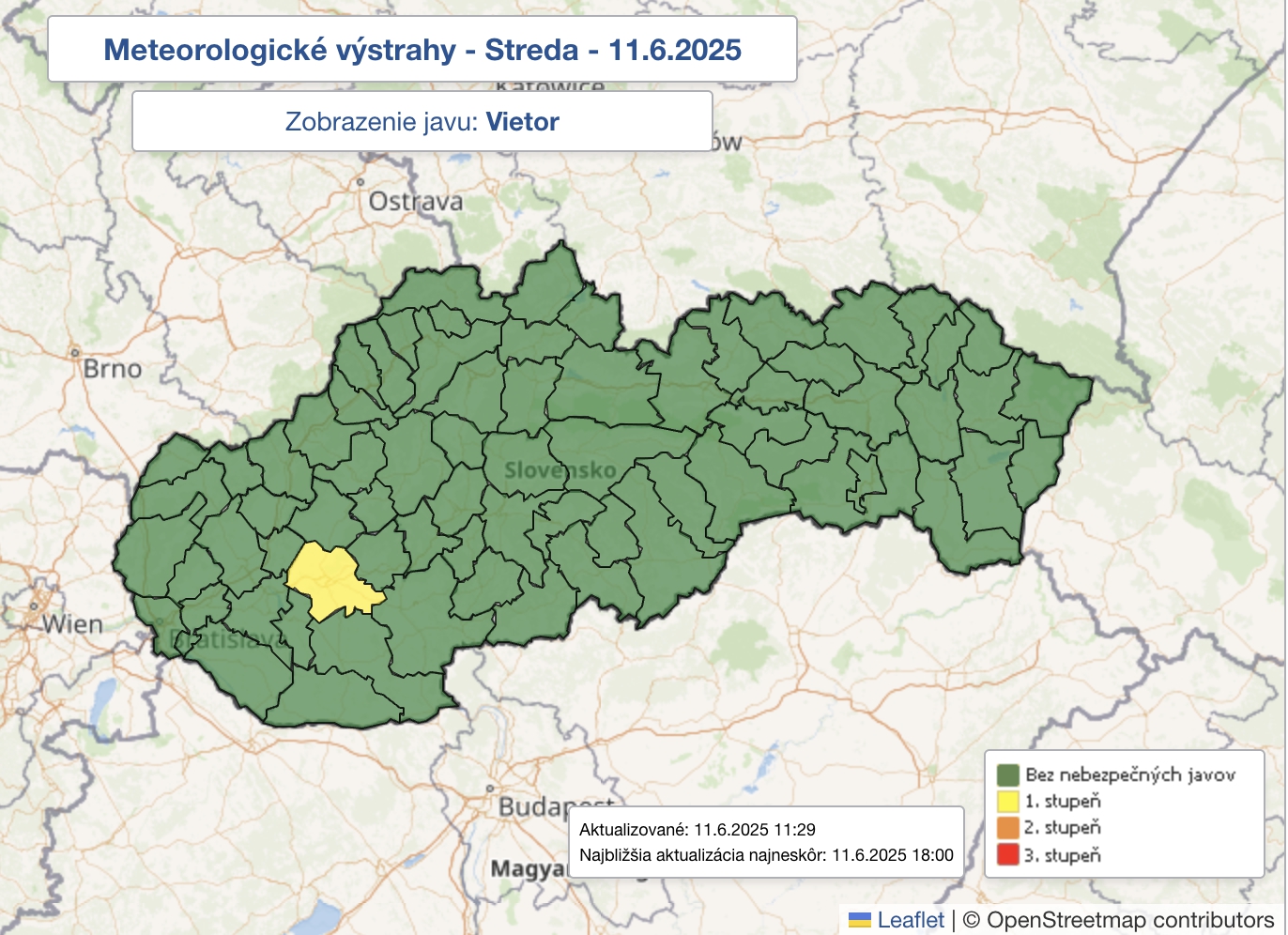 SHMÚ vydal výstrahu pred vetrom v nitrianskom okrese