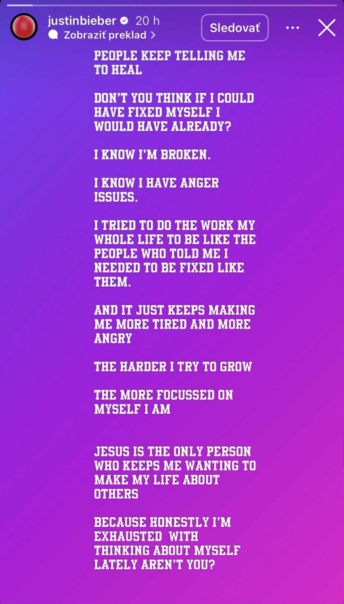 Vytočený Bieber prehovoril o