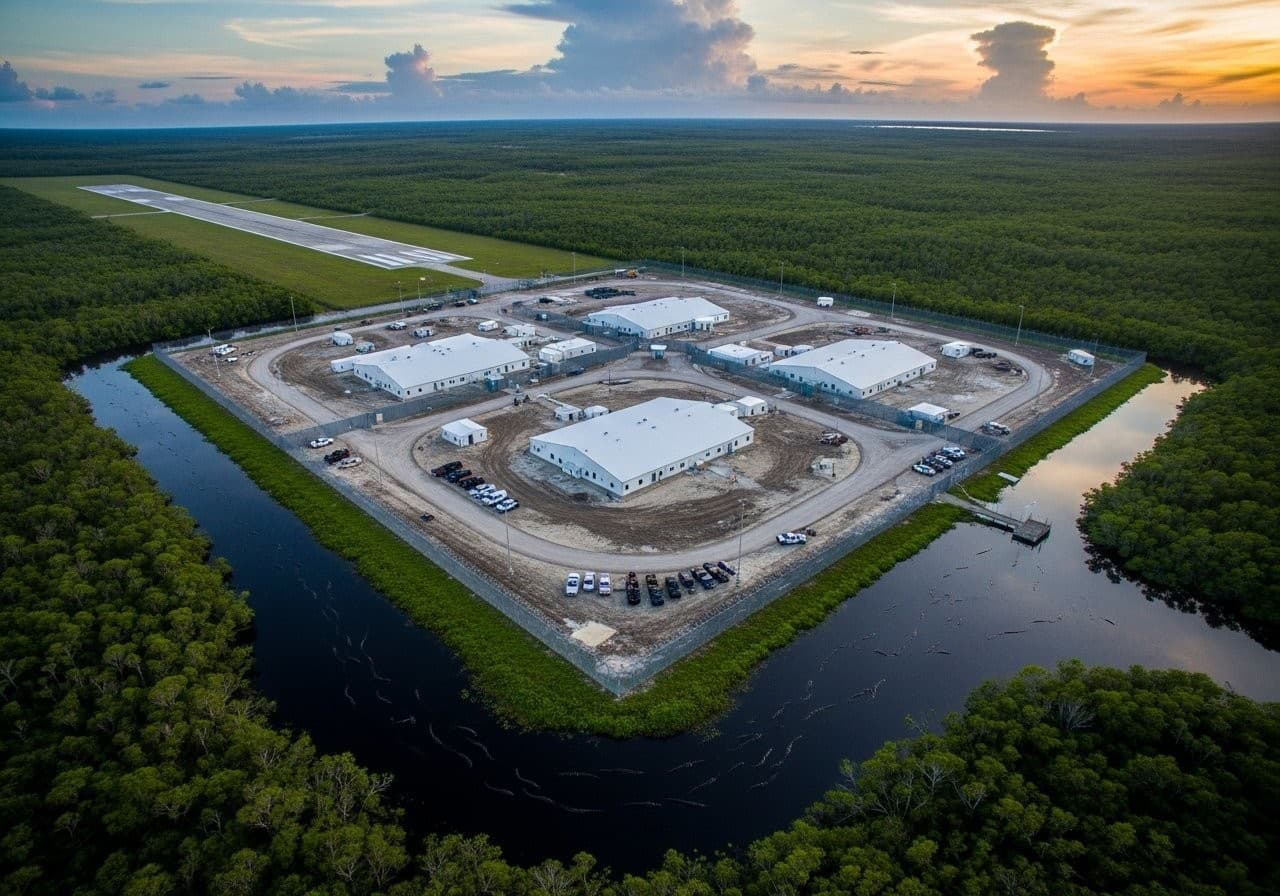 Záchytné centrum pre migrantov na Floride, známe tiež pod prezývkou „Aligátorí Alcatraz“