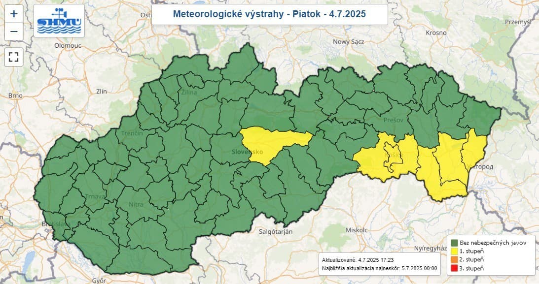 Meteorológovia upozorňujú: Miestami platia