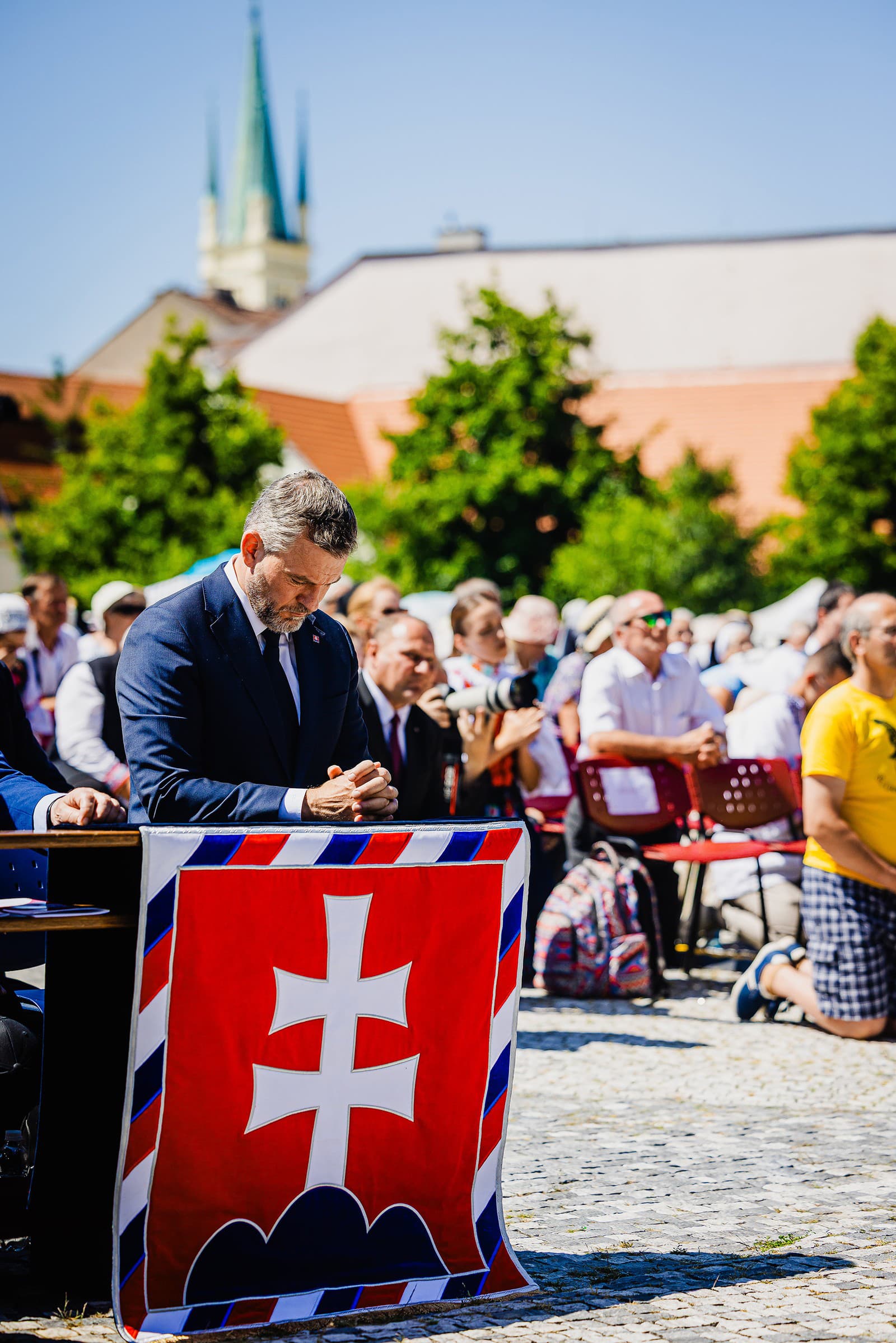Prezident SR Peter Pellegrini počas slávnostnej svätej omše pri príležitosti Národnej púte k sv. Cyrilovi a Metodovi v rámci podujatia Nitra Milá Nitra