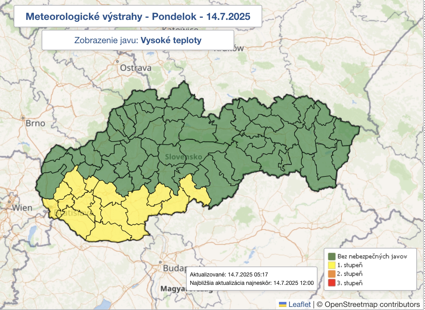 Výstraha pred vysokými teplotami