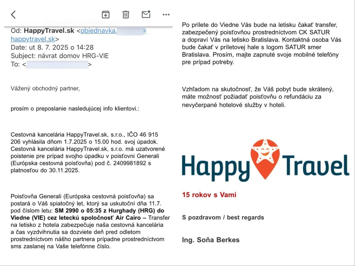 Klienti skrachovanej cestovky v