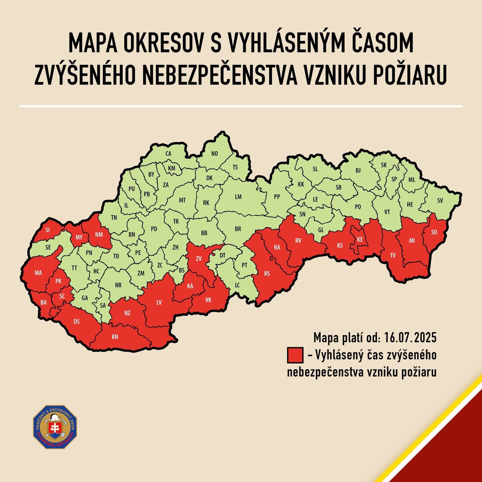 Zvýšené nebezpečenstvo vzniku požiarov