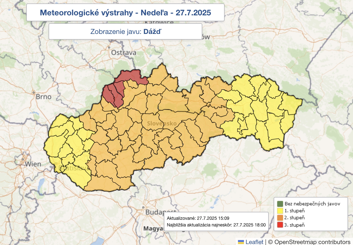 Výstraha pred silným dažďom