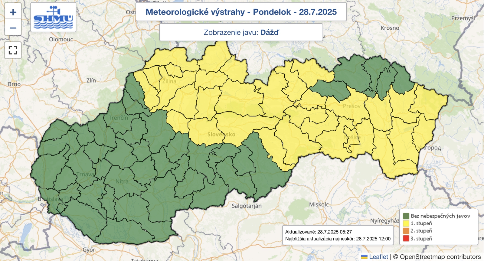 Pršať bude aj dnes: