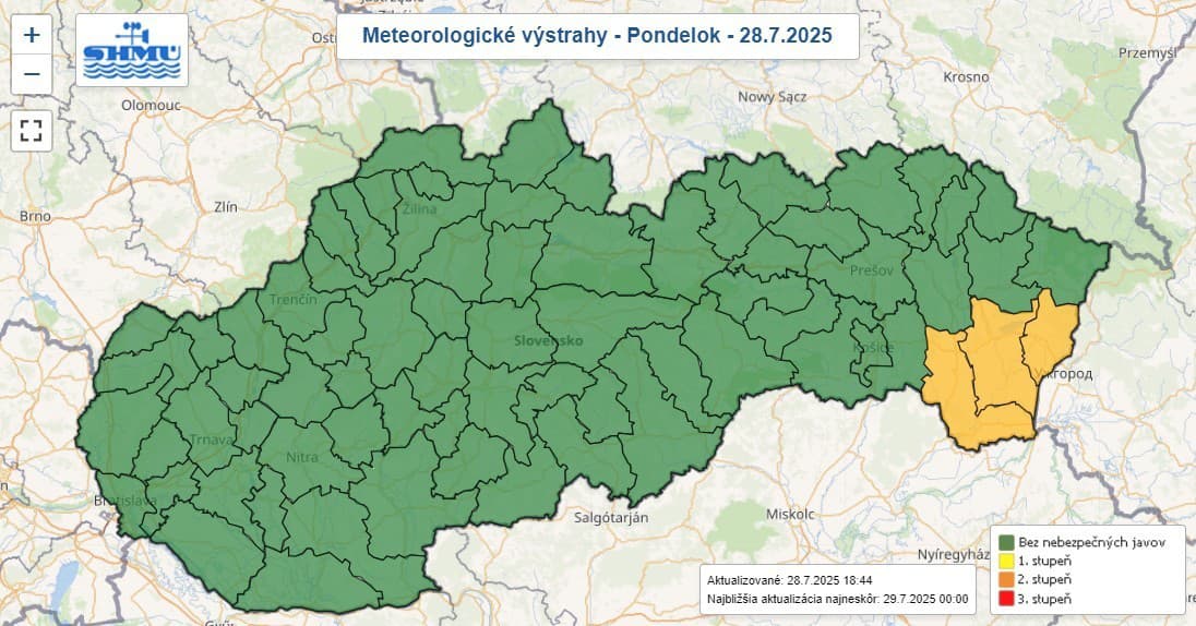 Na juhovýchode platí večer
