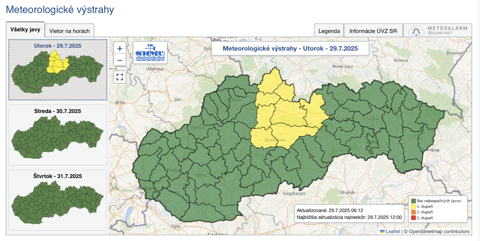 Víchrica na horách: SHMÚ