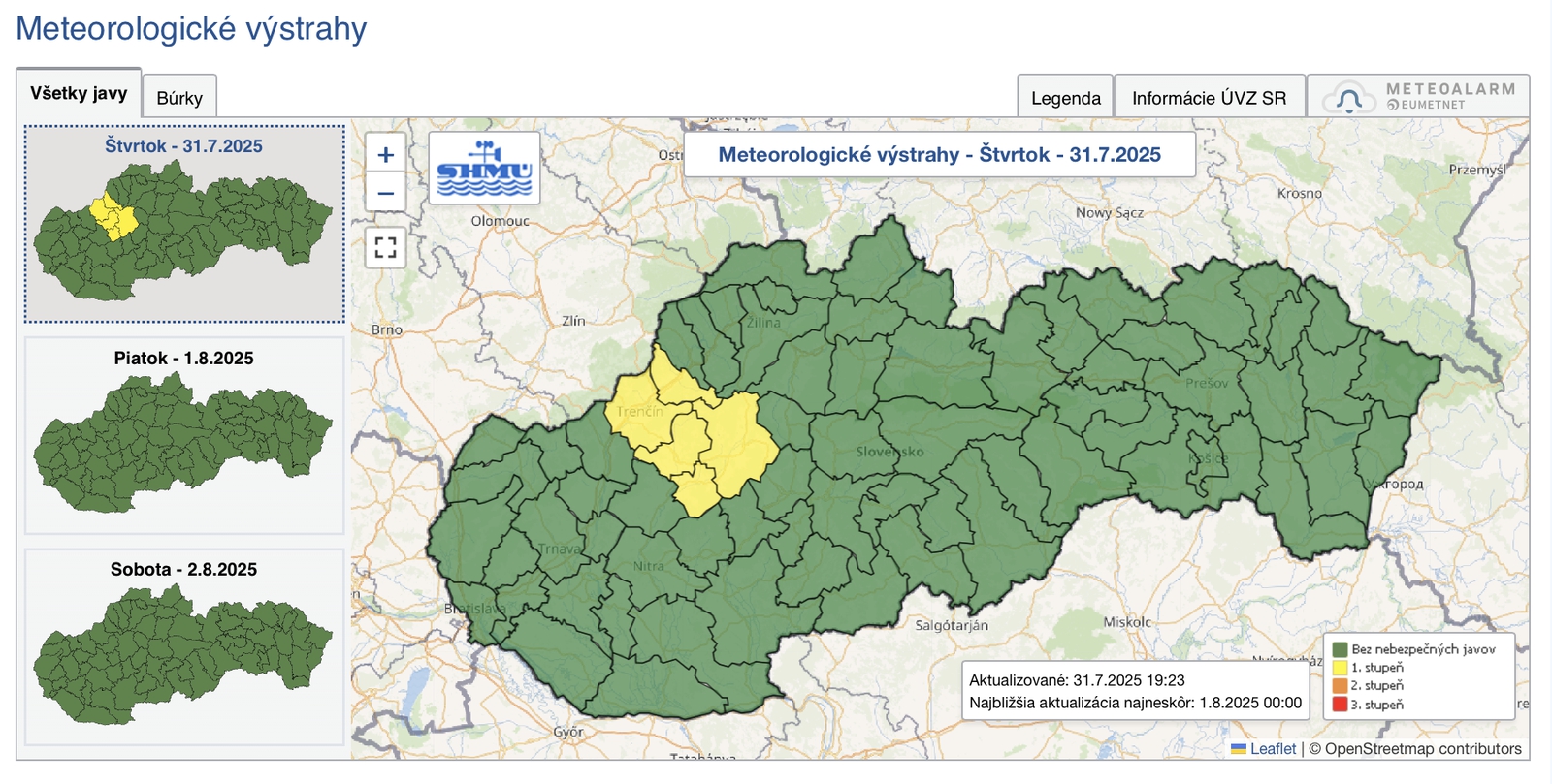 Hrozba extrémneho počasia: SHMÚ
