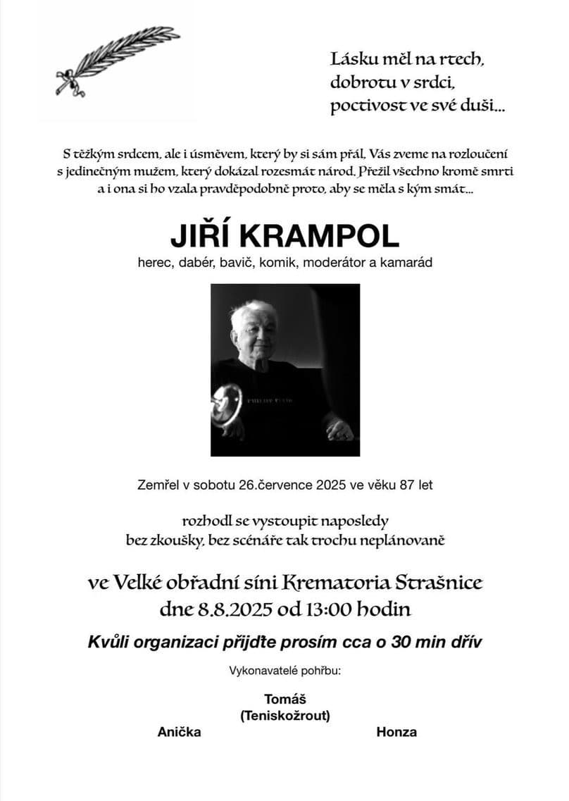 Detaily POHREBU Jiřího Krampola