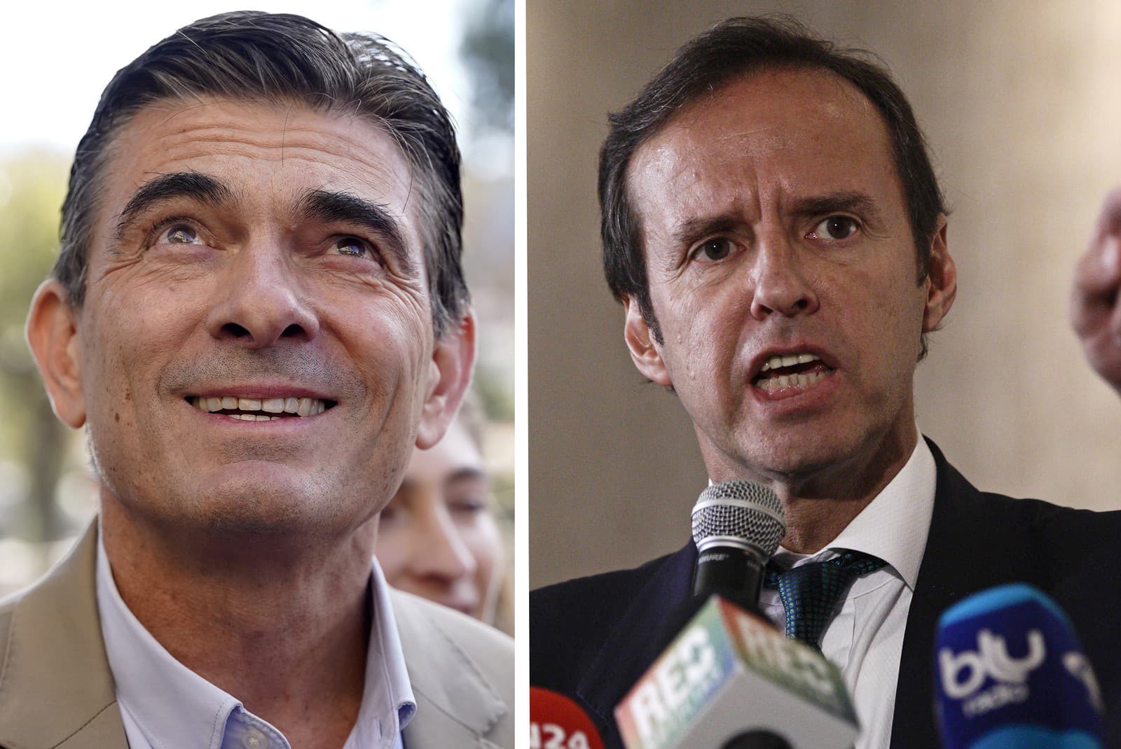 Bolívijskí prezidentskí kandidáti Rodrigo Paz (vľavo) a exprezident Jorge „Tuto“ Quiroga