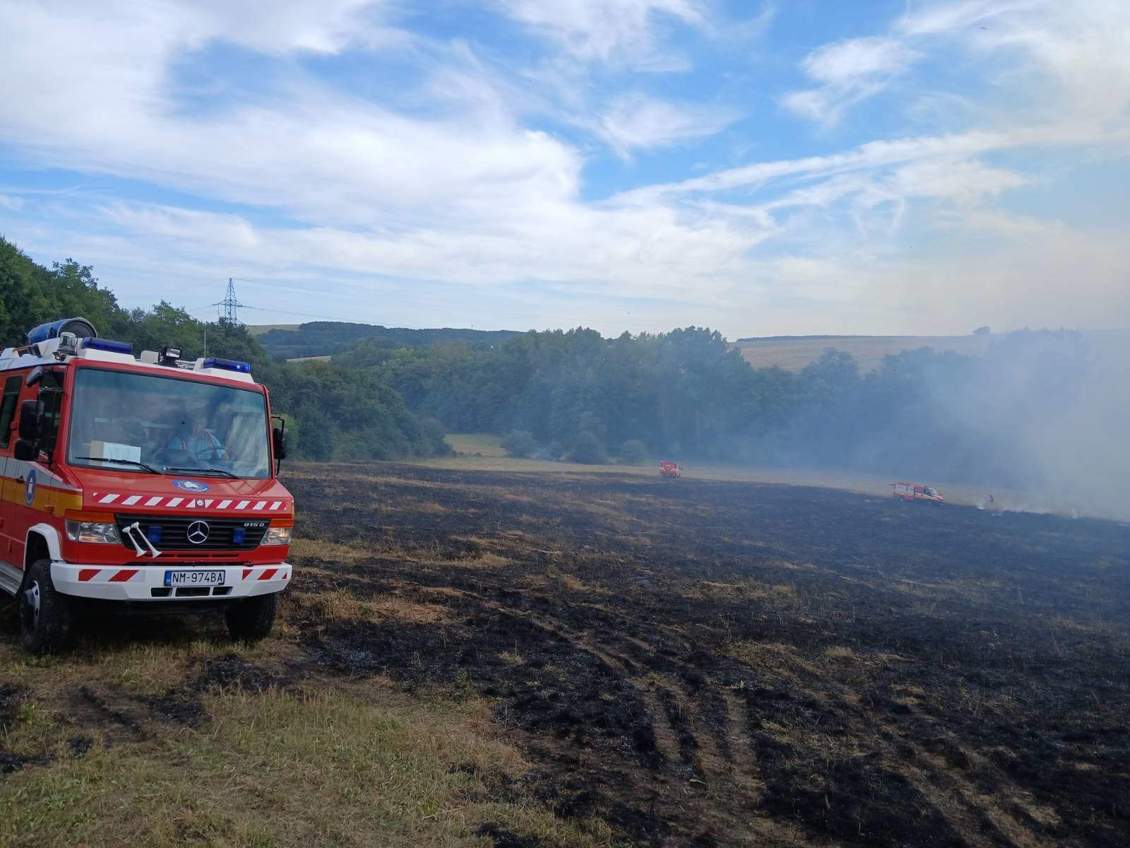 Deväť profesionálnych hasičov z Myjavy a z Nového Mesta nad Váhom s piatimi kusmi techniky zasahovalo pri požiari lúky popri železničnej trati v katastri mesta Stará Turá