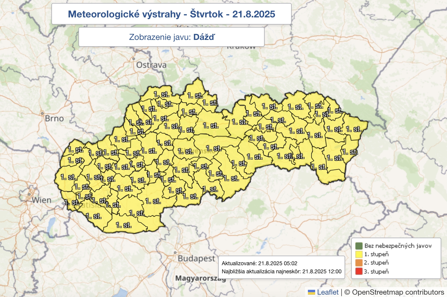 Na celom Slovensku hrozí dážď