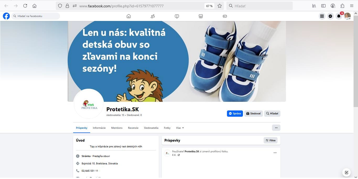 Podvodná facebooková stránka, ktorá sa vydáva za značku Protetika