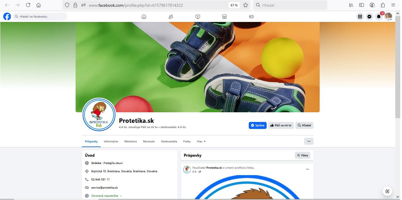 Podvodná facebooková stránka, ktorá sa vydáva za značku Protetika