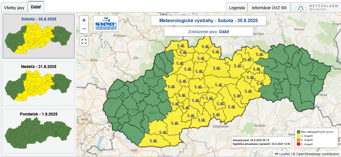 August KONČÍ, počasie okamžite