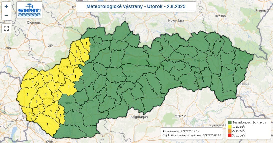 Na západe Slovenska hrozia