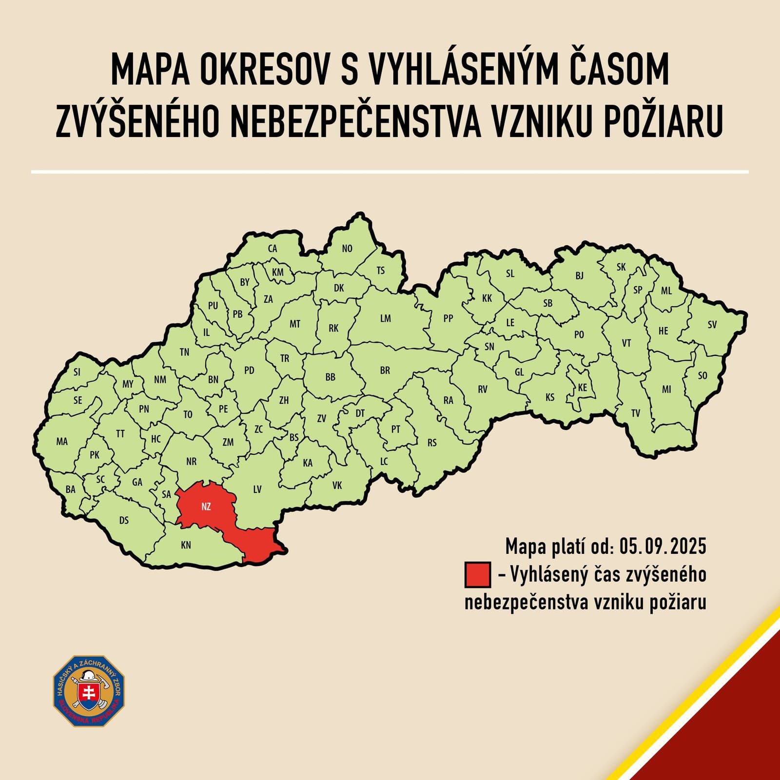 Spozornite! Zvýšené nebezpečenstvo vzniku