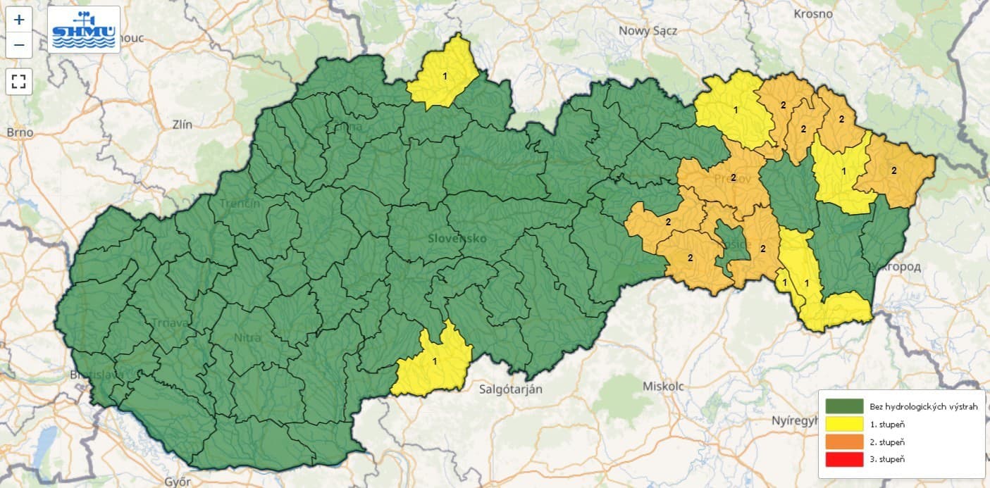 Meteorológovia varujú: Hydrologické výstrahy