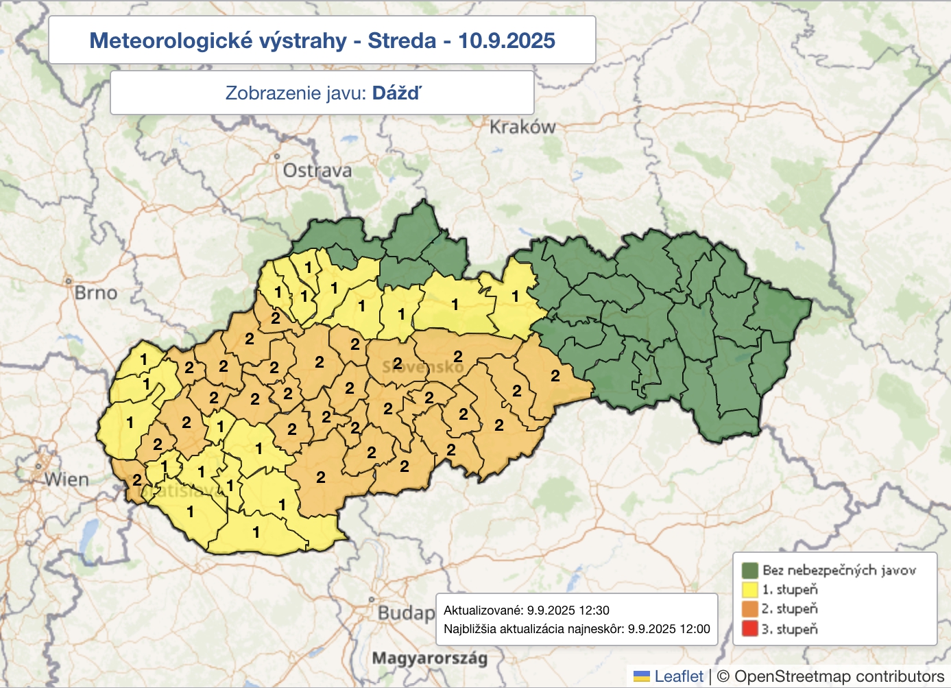 Výstraha pred dažďom