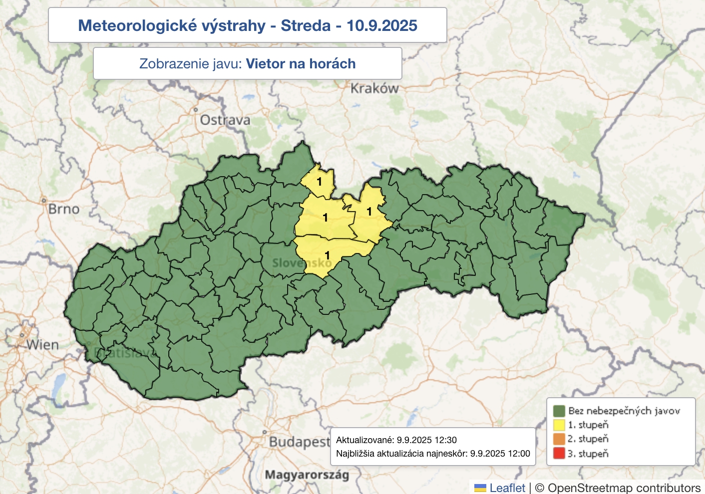 Výstraha pred vetrom na horách