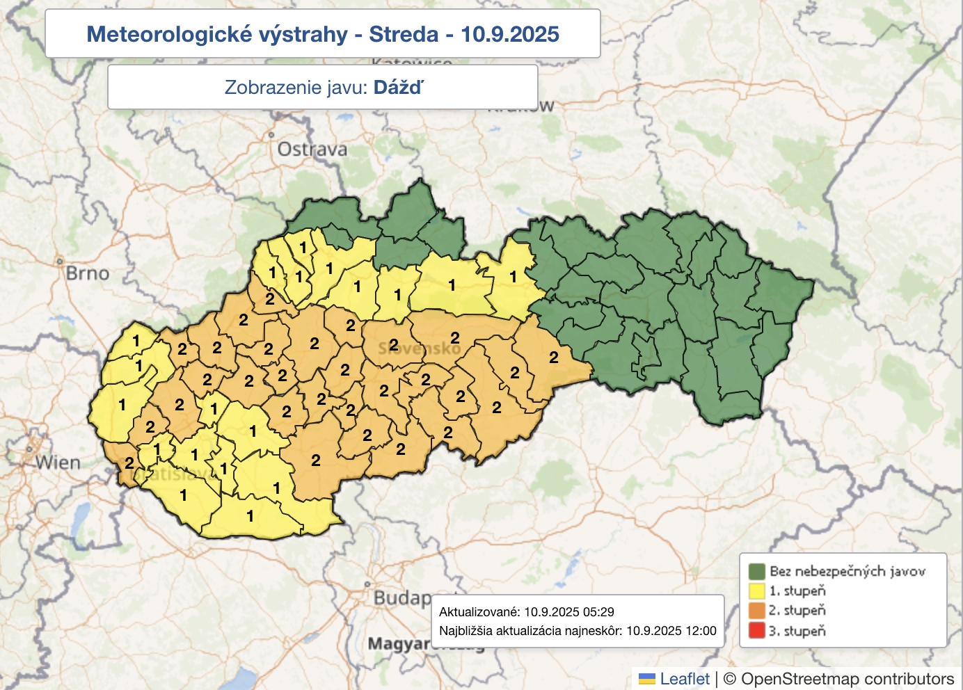 Výstraha pred dažďom