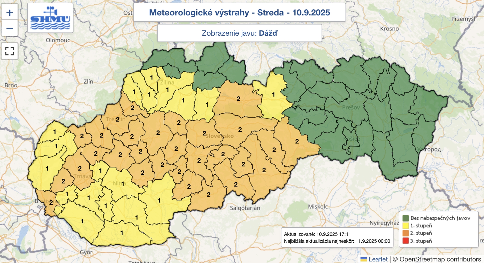 Zrážky nás neobídu: Na