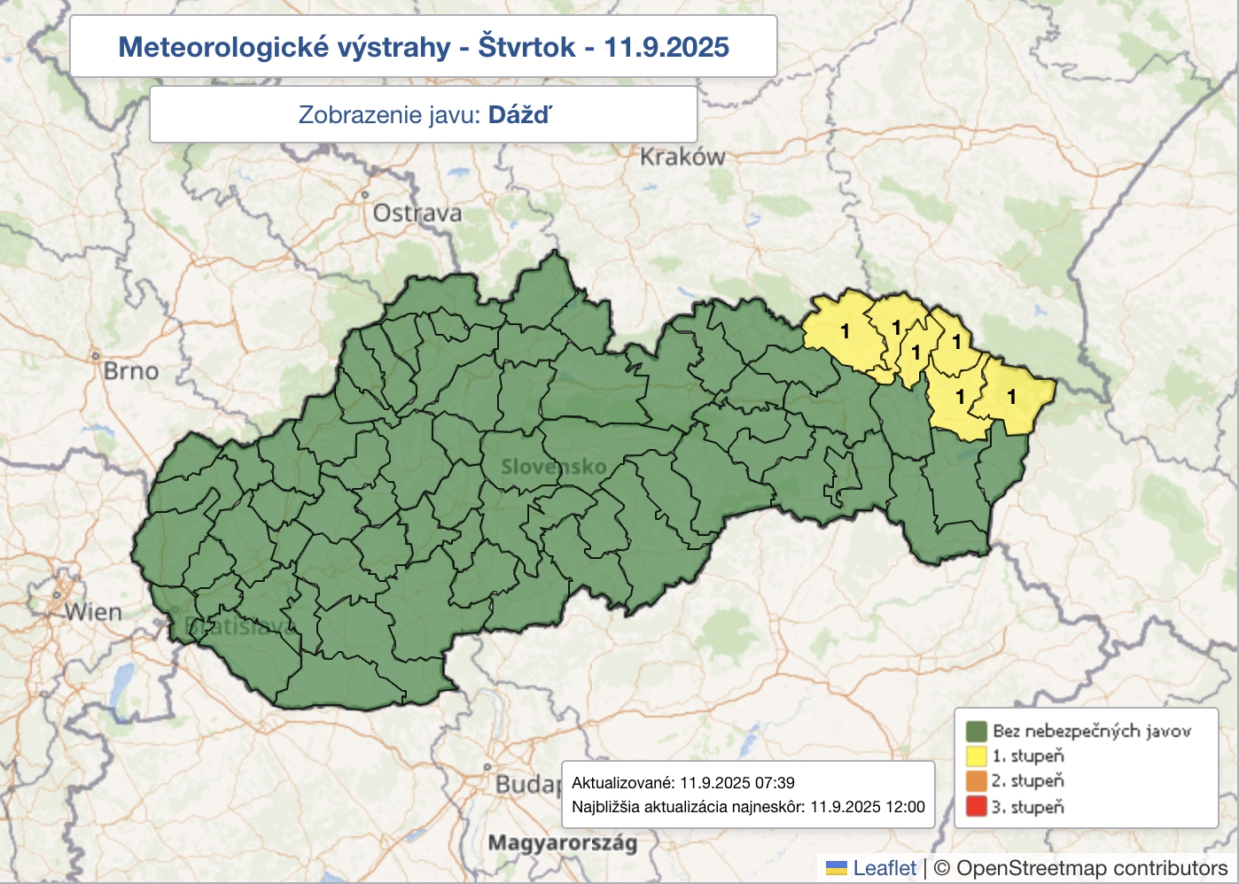 Výstraha pred dažďom