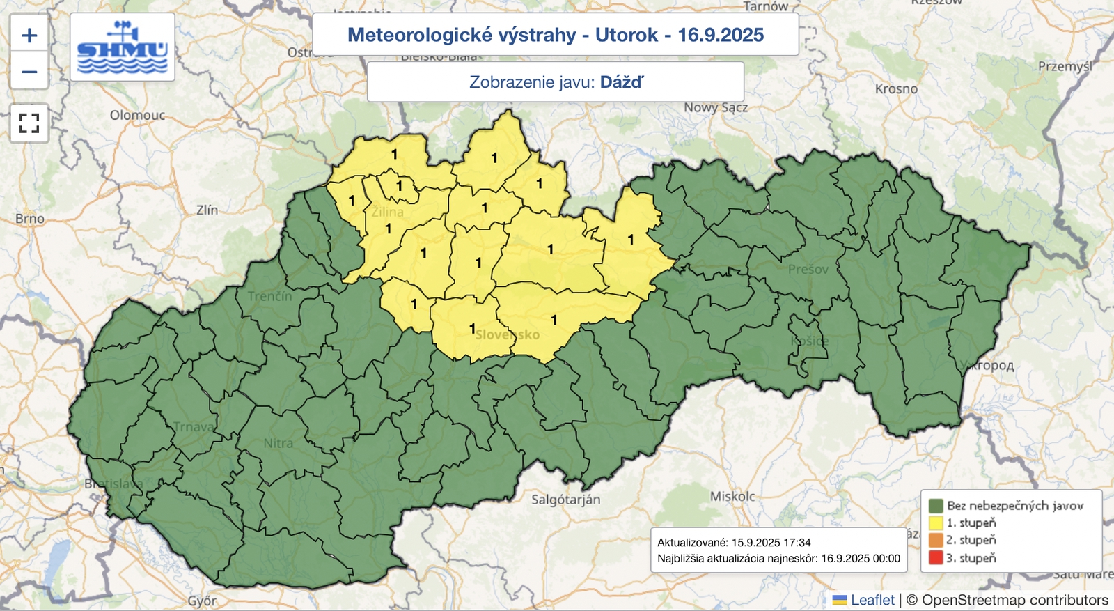 Meteorológovia varujú pred dažďom