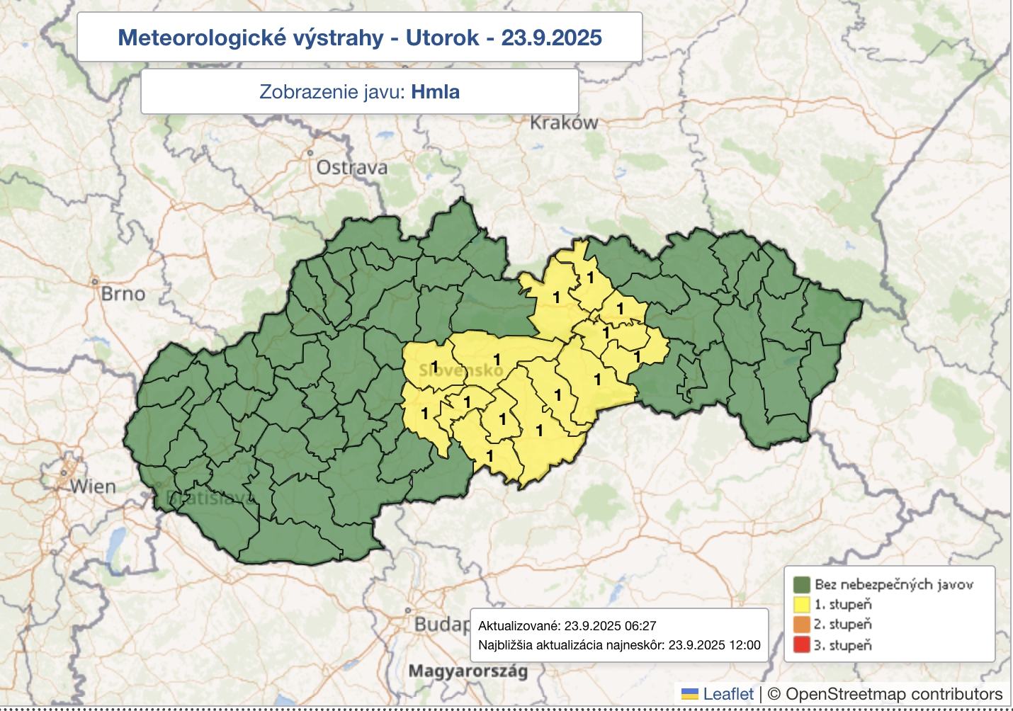 Výstraha pred hmlou