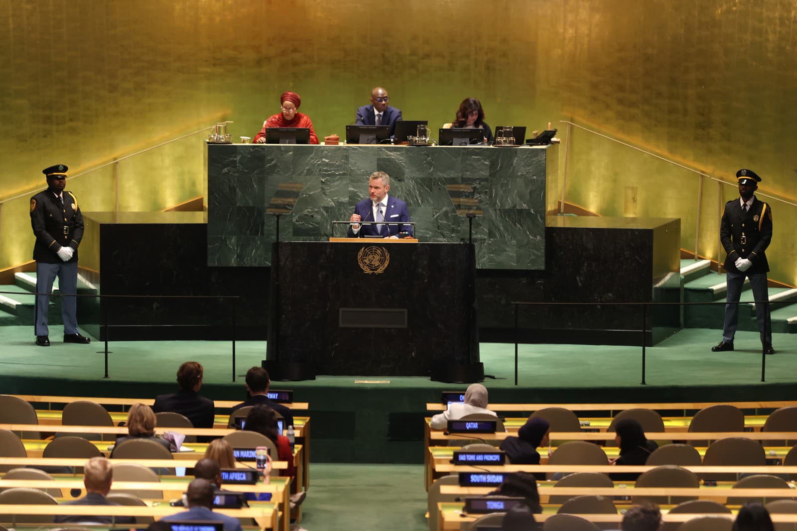 Prezident SR Peter Pellegrini počas zasadnutia Bezpečnostnej rady OSN v New Yorku v Spojených štátoch amerických