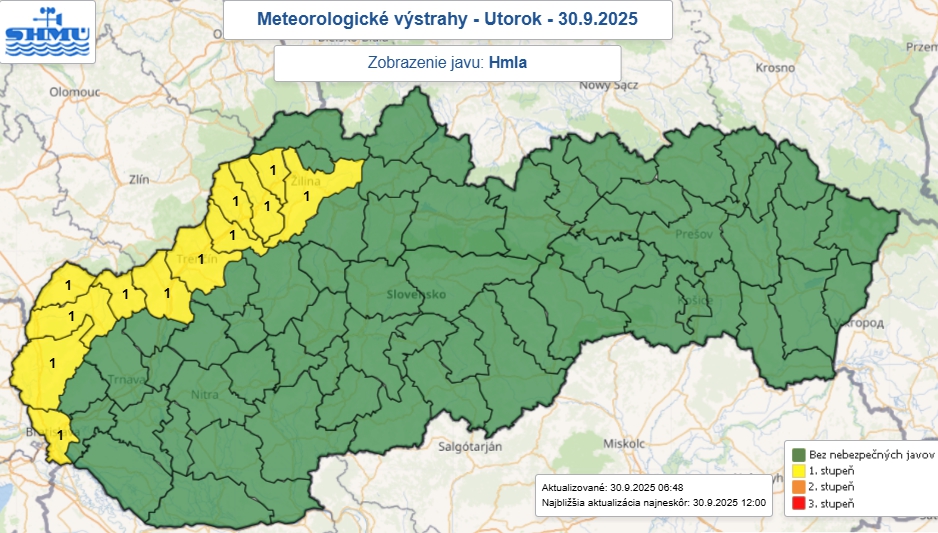 Na západnom Slovensku platí