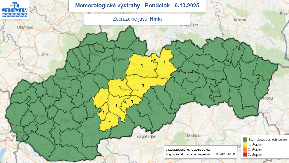 Meteorológovia varujú pred hustou