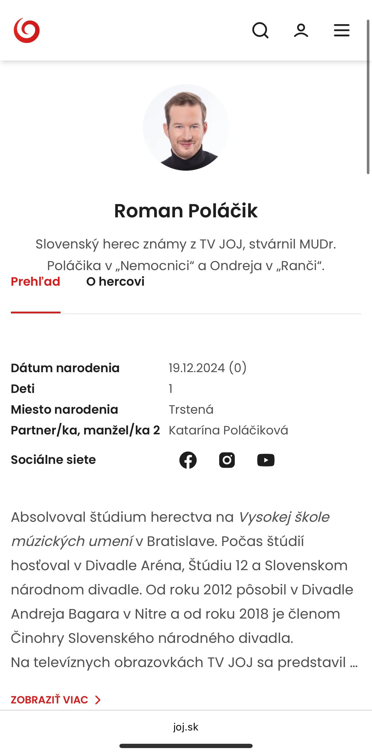 Na profil Romana Poláčika na stránkach televízie JOJ zrejme zaútočil škriatok.