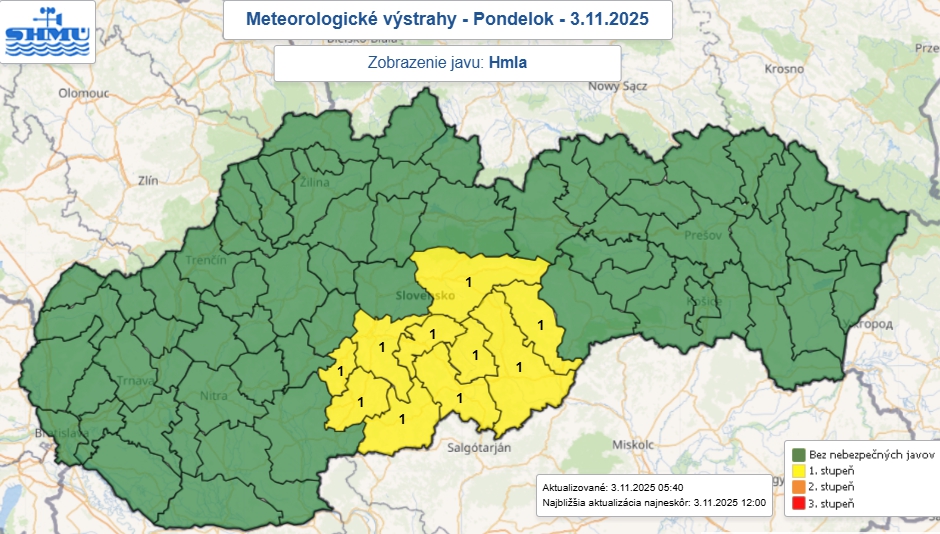 Meteorológovia varujú pred hustou
